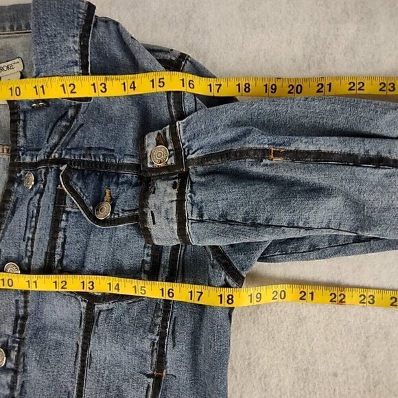 Cherokee Women's Customized Multi Button 100% Cotton Blue Jean Jacket Size S - Picture 10 of 14